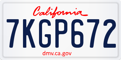CA license plate 7KGP672