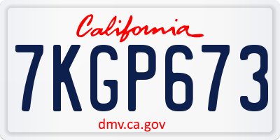 CA license plate 7KGP673