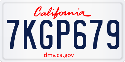 CA license plate 7KGP679