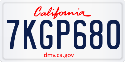 CA license plate 7KGP680