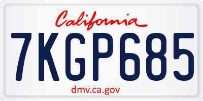 CA license plate 7KGP685