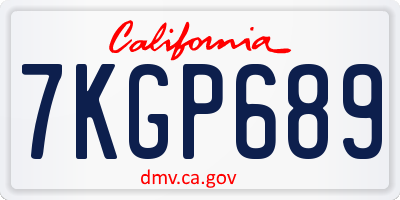 CA license plate 7KGP689