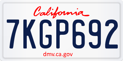 CA license plate 7KGP692