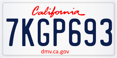 CA license plate 7KGP693