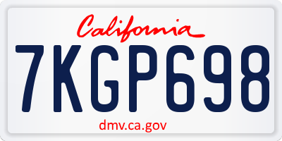 CA license plate 7KGP698
