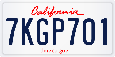 CA license plate 7KGP701