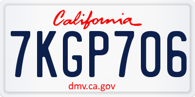 CA license plate 7KGP706