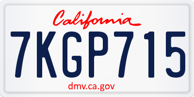 CA license plate 7KGP715