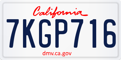 CA license plate 7KGP716