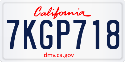 CA license plate 7KGP718