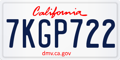 CA license plate 7KGP722