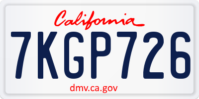 CA license plate 7KGP726