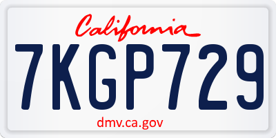 CA license plate 7KGP729