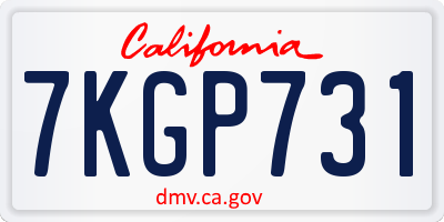 CA license plate 7KGP731