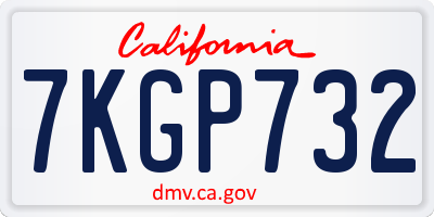 CA license plate 7KGP732