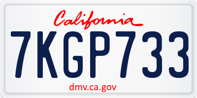 CA license plate 7KGP733