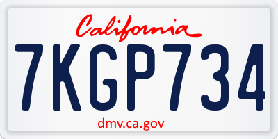 CA license plate 7KGP734