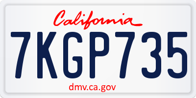 CA license plate 7KGP735