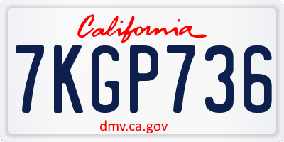 CA license plate 7KGP736