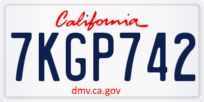 CA license plate 7KGP742