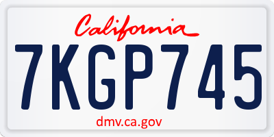 CA license plate 7KGP745