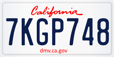 CA license plate 7KGP748
