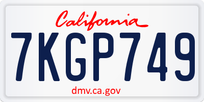 CA license plate 7KGP749