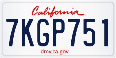 CA license plate 7KGP751