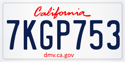 CA license plate 7KGP753