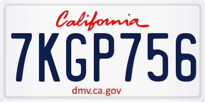 CA license plate 7KGP756