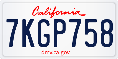CA license plate 7KGP758