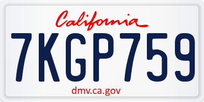 CA license plate 7KGP759