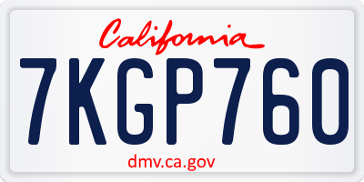CA license plate 7KGP760