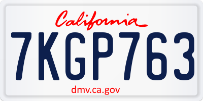 CA license plate 7KGP763
