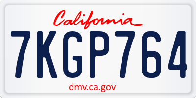 CA license plate 7KGP764