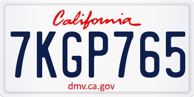 CA license plate 7KGP765