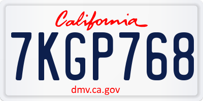 CA license plate 7KGP768