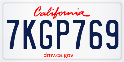 CA license plate 7KGP769