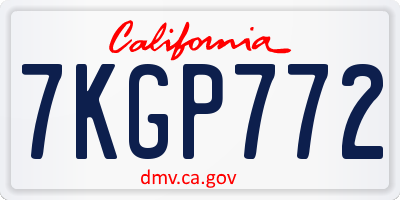 CA license plate 7KGP772