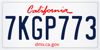 CA license plate 7KGP773