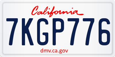 CA license plate 7KGP776