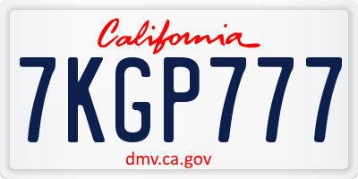 CA license plate 7KGP777