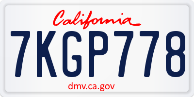 CA license plate 7KGP778