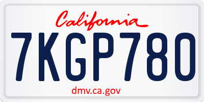 CA license plate 7KGP780