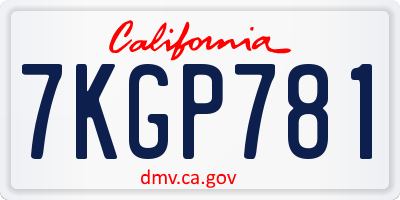 CA license plate 7KGP781