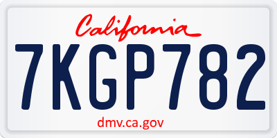 CA license plate 7KGP782