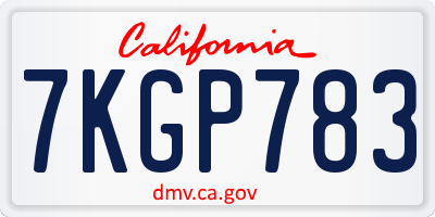 CA license plate 7KGP783