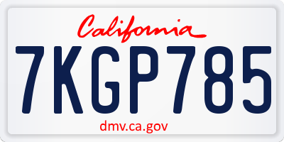 CA license plate 7KGP785