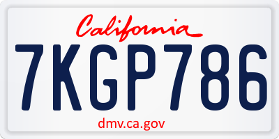 CA license plate 7KGP786