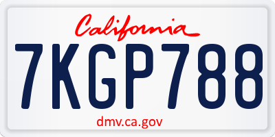 CA license plate 7KGP788